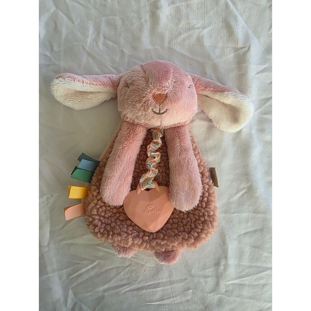 New Itzy Ritzy Pink Bunny Lovey Security Blanket with Teether Toy - NWOT
